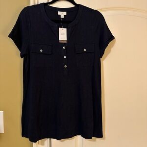 J. Jill Women's Navy Short Sleeve Top